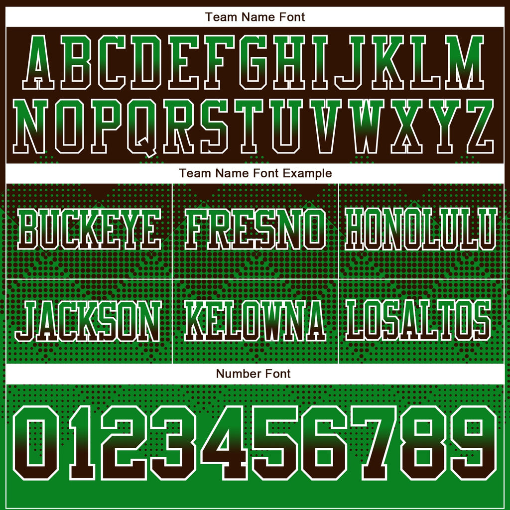 Custom Brown Grass Green-White Authentic Gradient Square Shape Flag Football Jersey