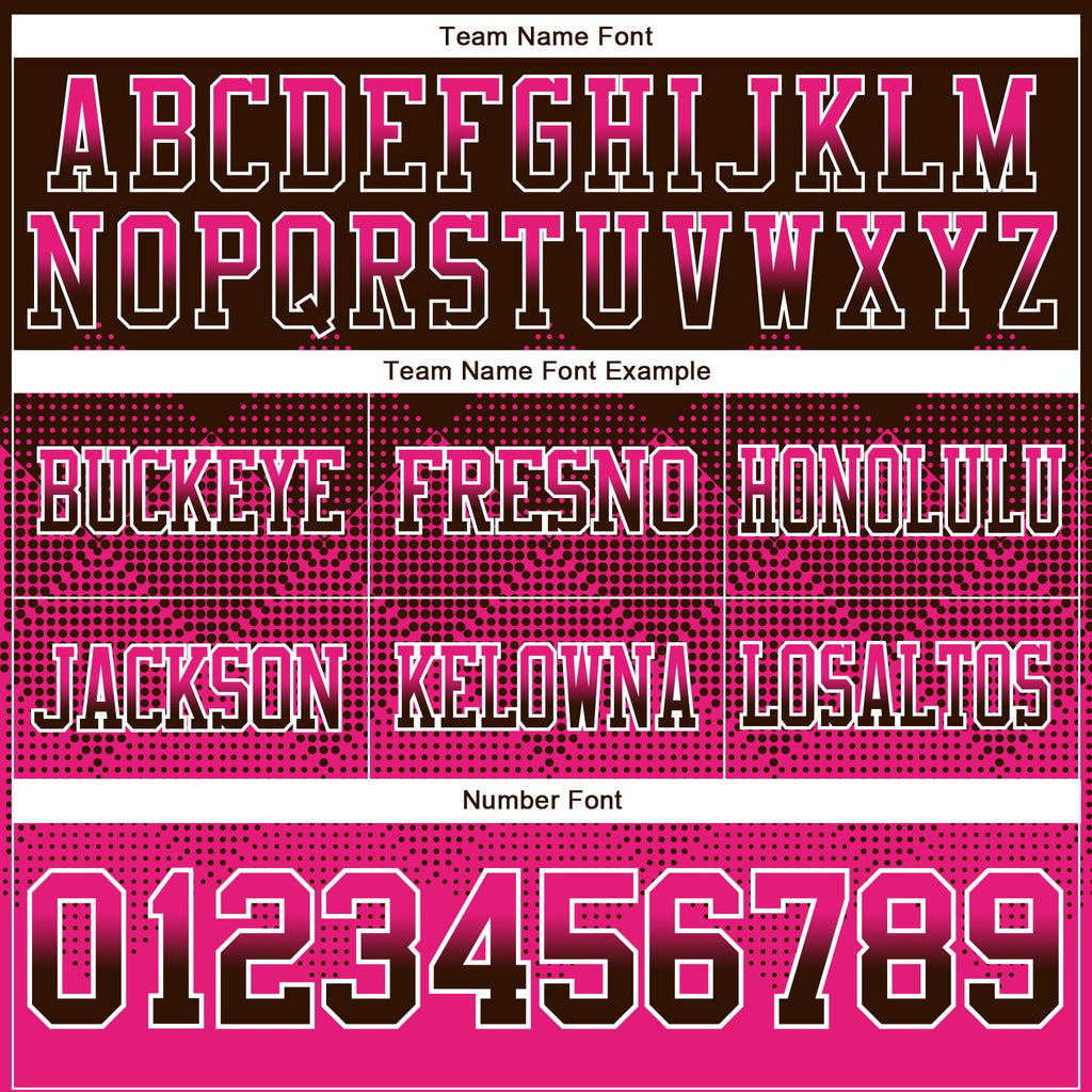 Custom Brown Hot Pink-White Authentic Gradient Square Shape Flag Football Jersey