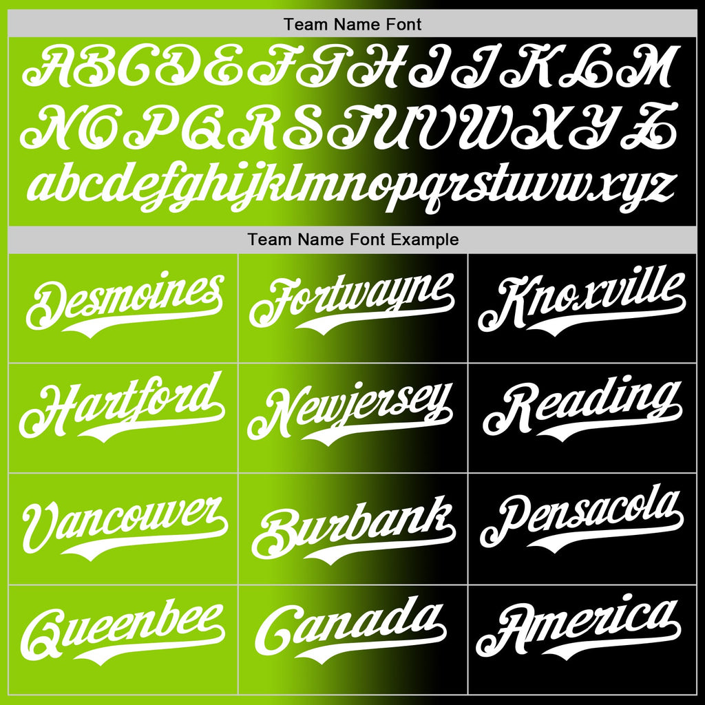Custom Black White-Neon Green Authentic Gradient Fashion Baseball Jersey