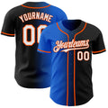Custom Black White Thunder Blue-Orange Authentic Gradient Fashion Baseball Jersey