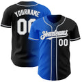 Custom Black White Thunder Blue-Gray Authentic Gradient Fashion Baseball Jersey