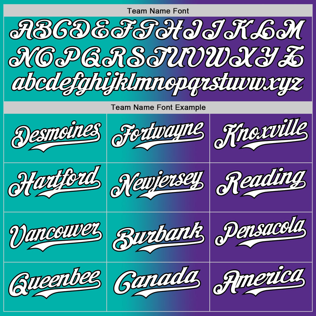 Custom Purple White Aqua-Black Authentic Gradient Fashion Baseball Jersey