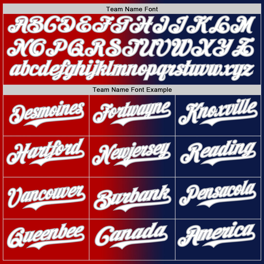 Custom Navy White Red-Gray Authentic Gradient Fashion Baseball Jersey