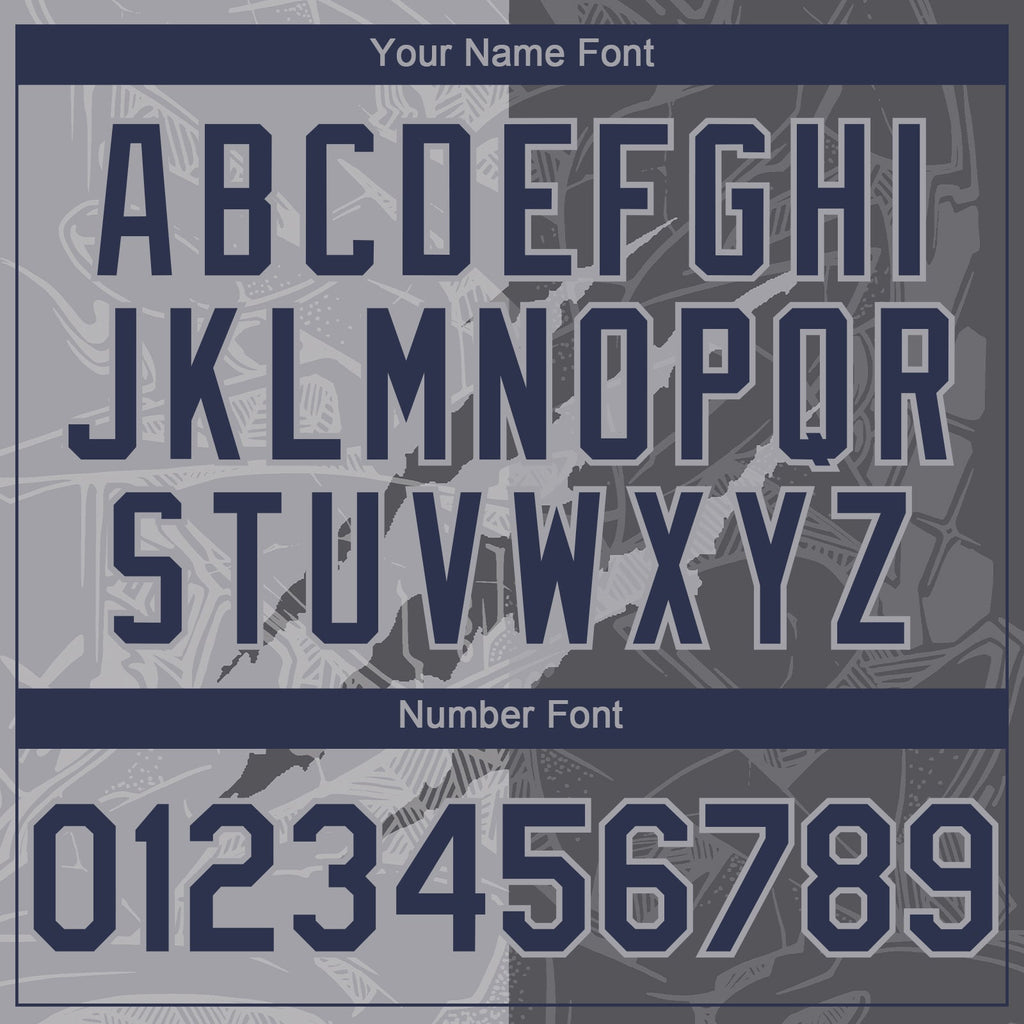 Custom Graffiti Pattern Navy Steel Gray-Gray 3D Scratch Authentic Baseball Jersey