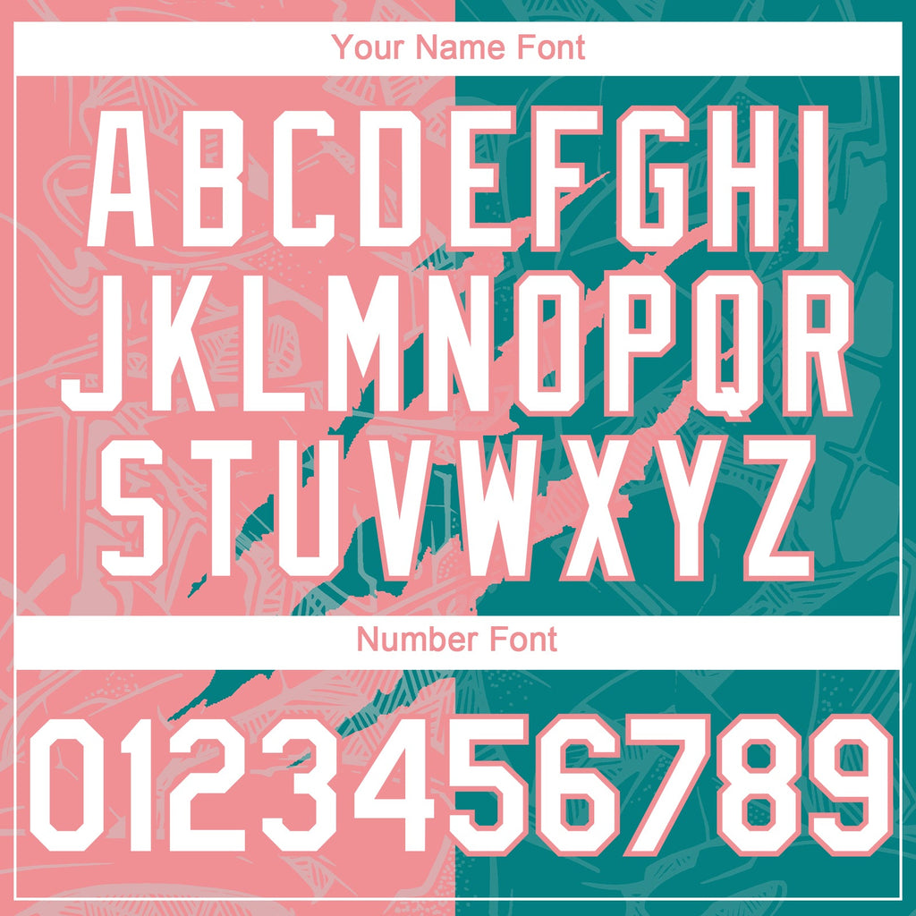 Custom Graffiti Pattern White Teal-Medium Pink 3D Scratch Authentic Baseball Jersey