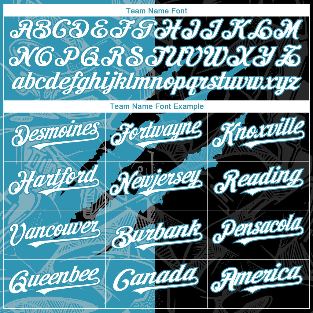 Custom Graffiti Pattern White Black-Panther Blue 3D Scratch Authentic Baseball Jersey