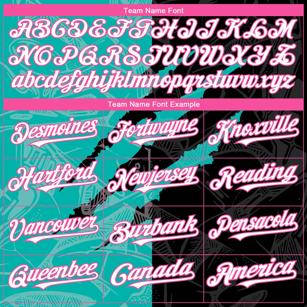 Custom Graffiti Pattern White Black Aqua-Pink 3D Scratch Authentic Baseball Jersey