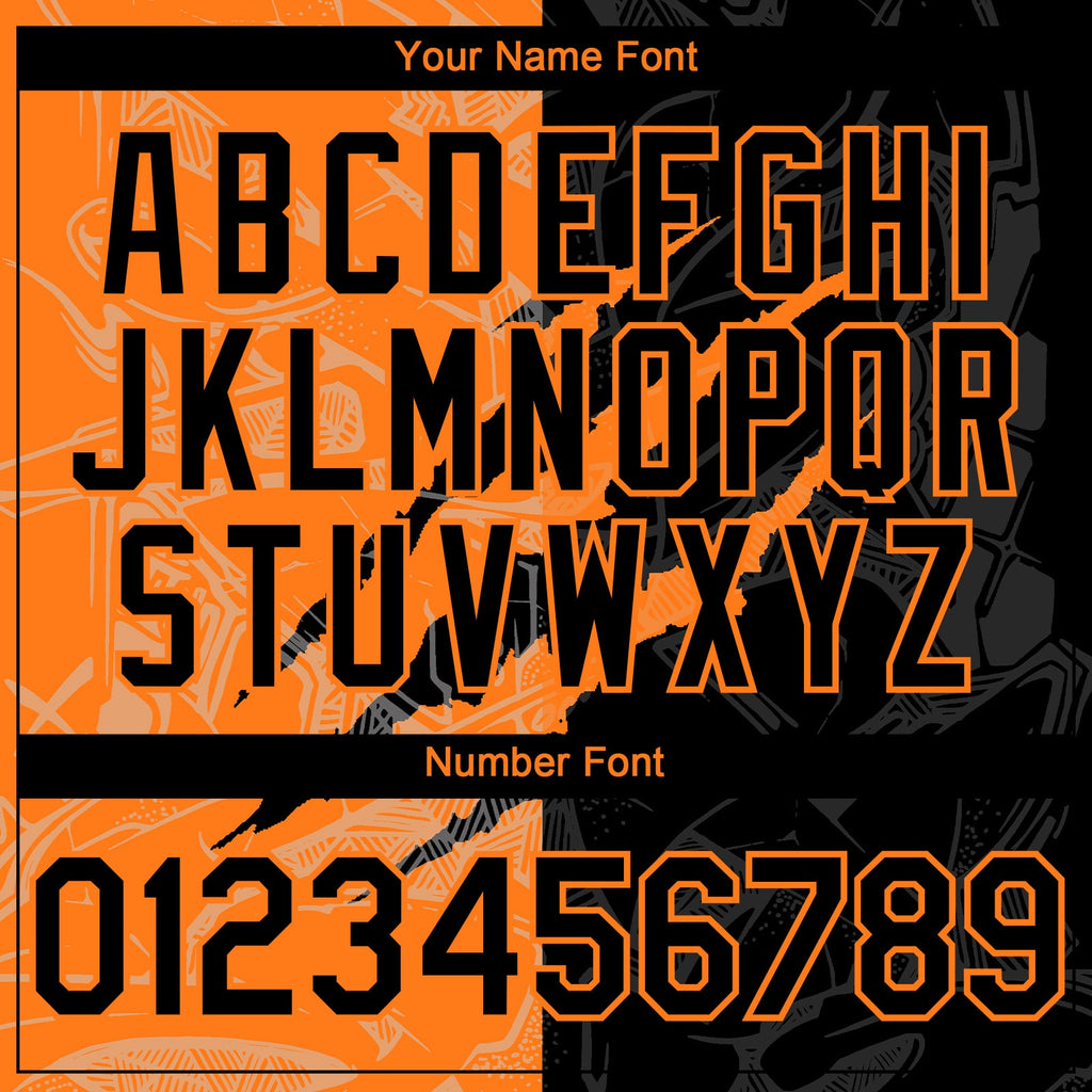 Custom Graffiti Pattern Black-Bay Orange 3D Scratch Authentic Baseball Jersey