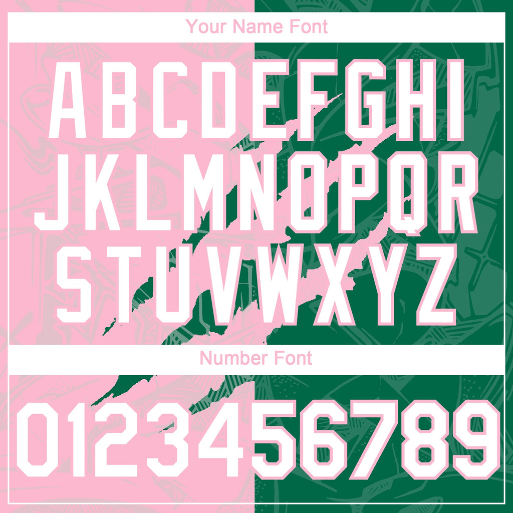 Custom Graffiti Pattern White Kelly Green-Light Pink 3D Scratch Authentic Baseball Jersey