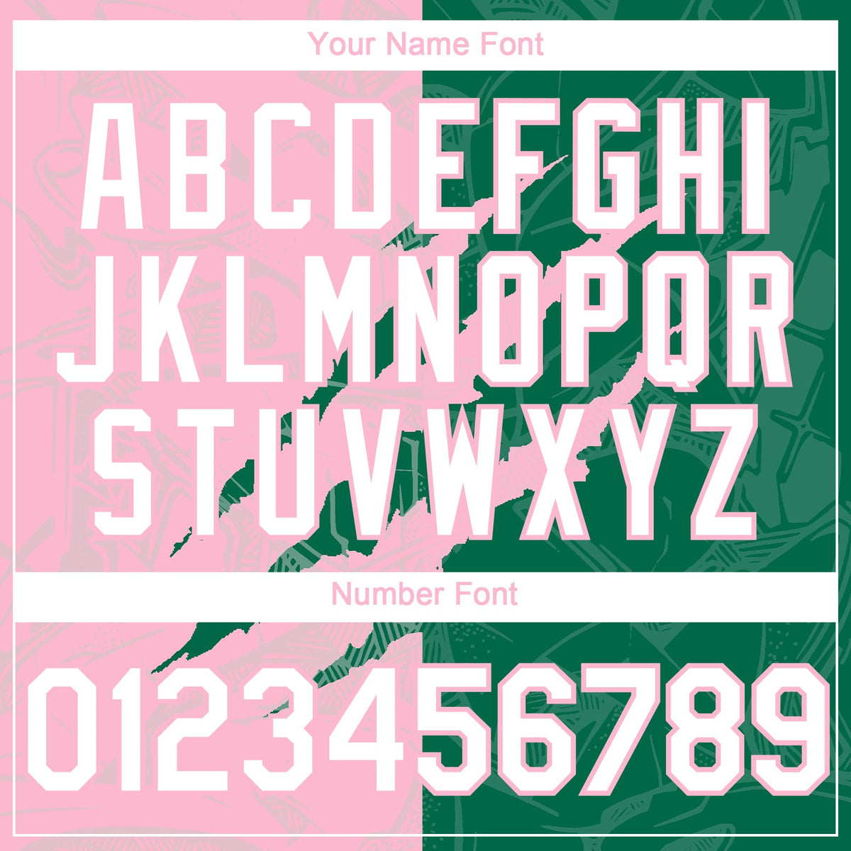 Custom Graffiti Pattern White Kelly Green-Light Pink 3D Scratch Authentic Baseball Jersey