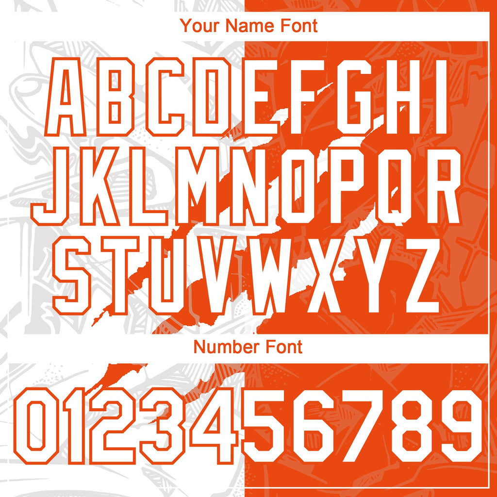 Custom Graffiti Pattern White-Orange 3D Scratch Authentic Baseball Jersey