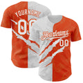 Custom Graffiti Pattern White-Orange 3D Scratch Authentic Baseball Jersey