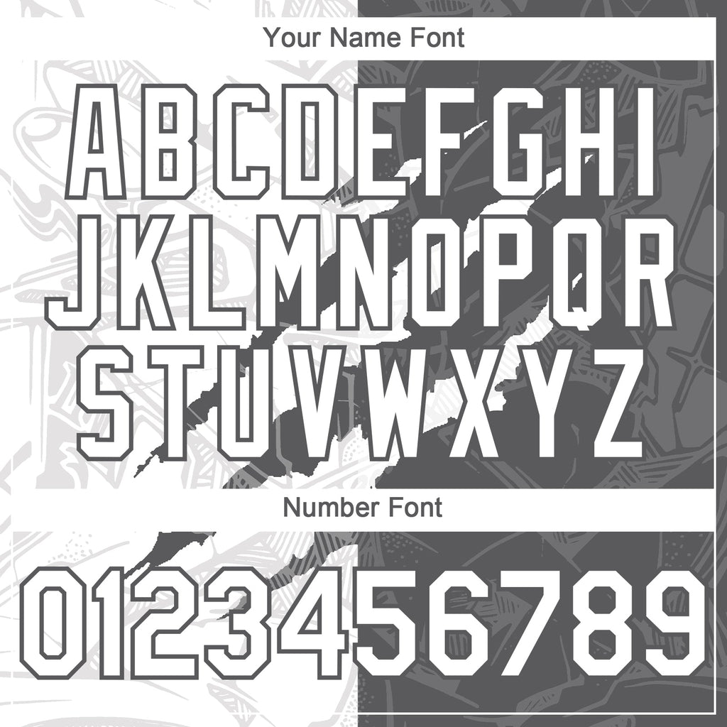 Custom Graffiti Pattern White-Steel Gray 3D Scratch Authentic Baseball Jersey