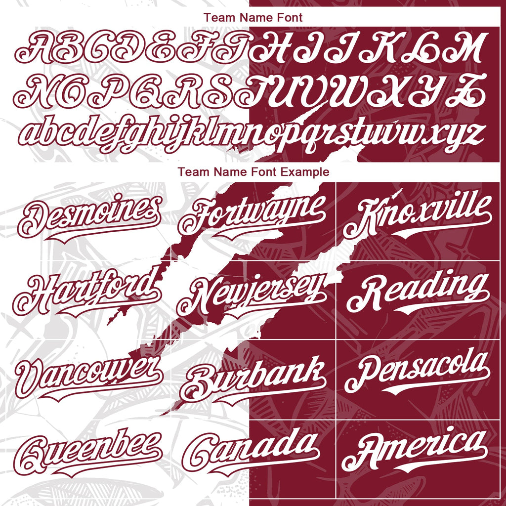 Custom Graffiti Pattern White-Crimson 3D Scratch Authentic Baseball Jersey