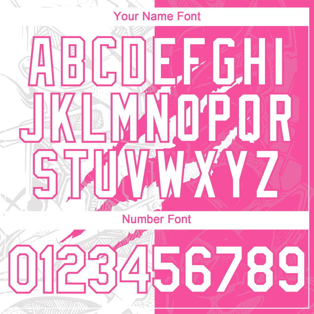 Custom Graffiti Pattern White-Pink 3D Scratch Authentic Baseball Jersey
