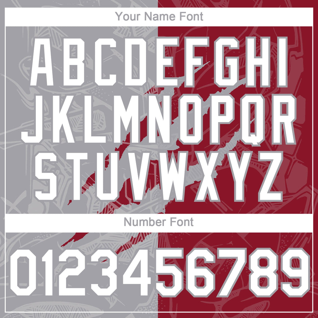 Custom Graffiti Pattern White Crimson-Gray 3D Scratch Authentic Baseball Jersey