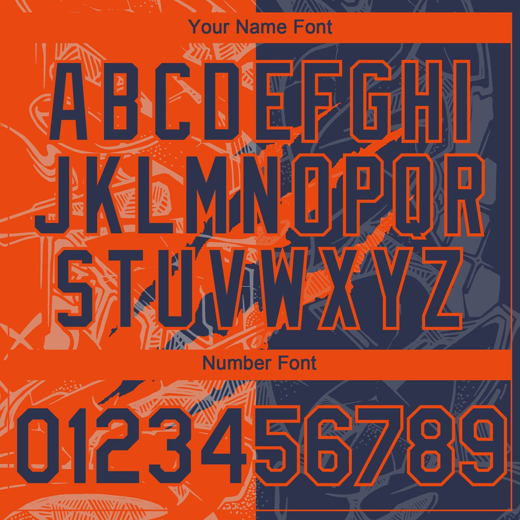 Custom Graffiti Pattern Navy-Orange 3D Scratch Authentic Baseball Jersey