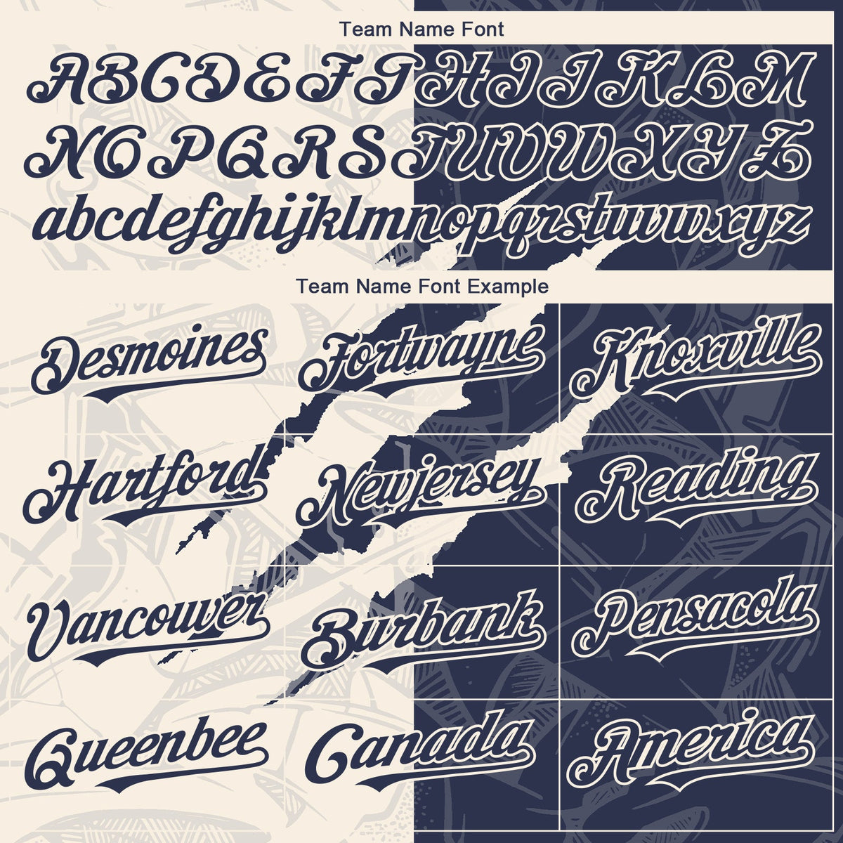 Custom Graffiti Pattern Navy-Cream 3D Scratch Authentic Baseball Jersey