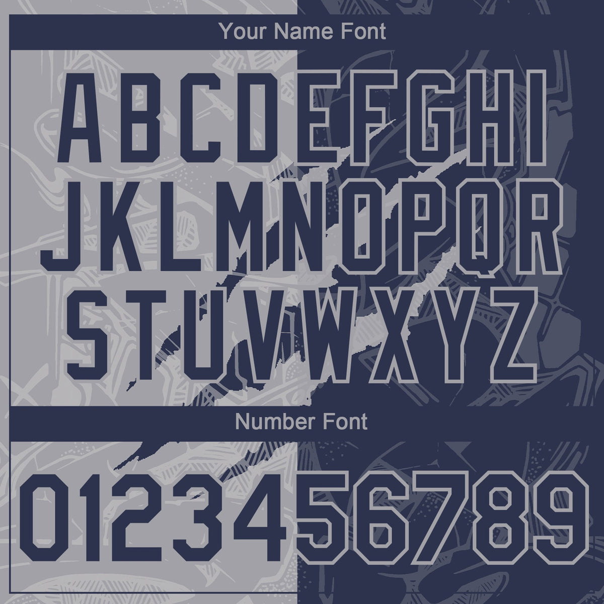Custom Graffiti Pattern Navy-Gray 3D Scratch Authentic Baseball Jersey