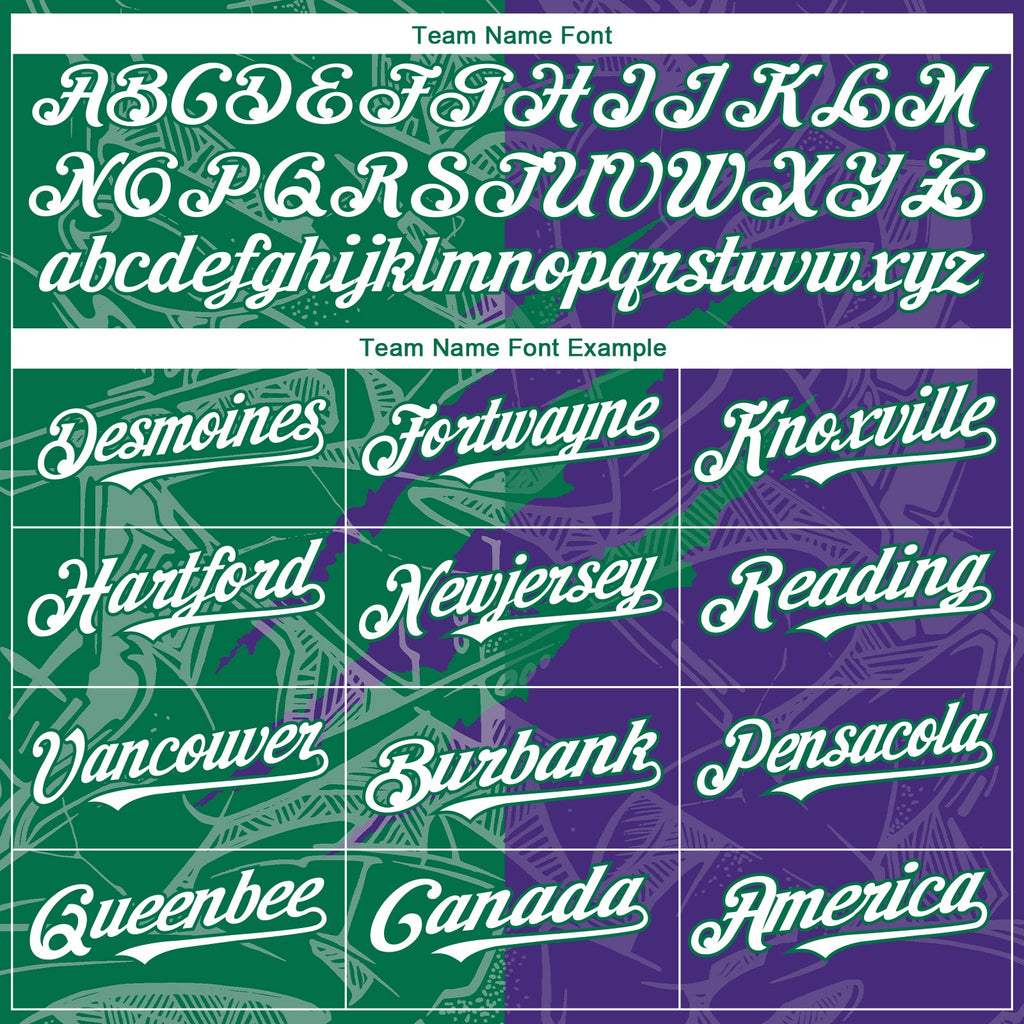Custom Graffiti Pattern White Purple-Kelly Green 3D Scratch Authentic Baseball Jersey