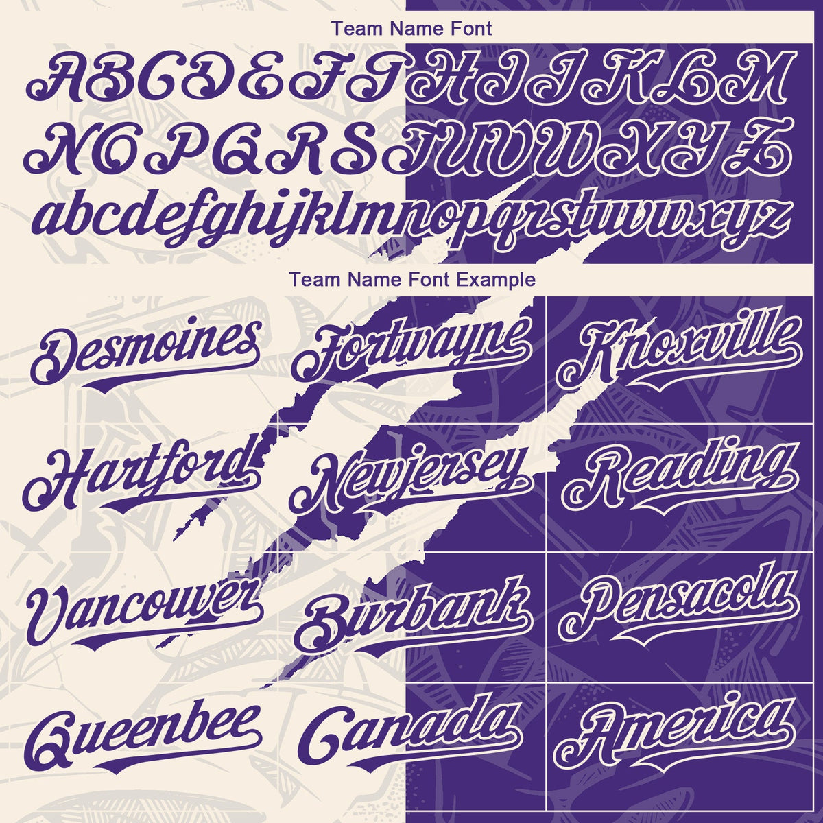 Custom Graffiti Pattern Purple-Cream 3D Scratch Authentic Baseball Jersey