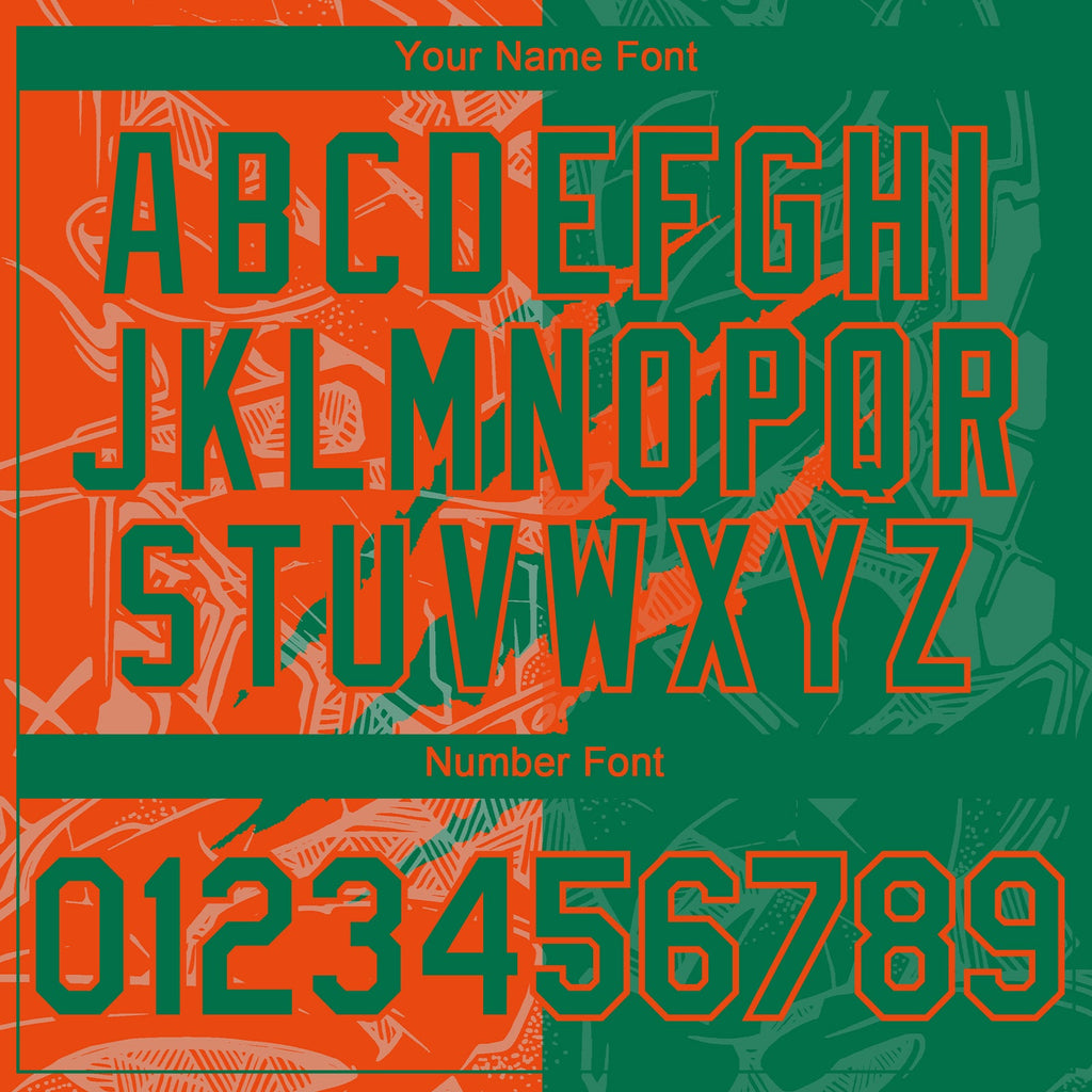 Custom Graffiti Pattern Kelly Green-Orange 3D Scratch Authentic Baseball Jersey