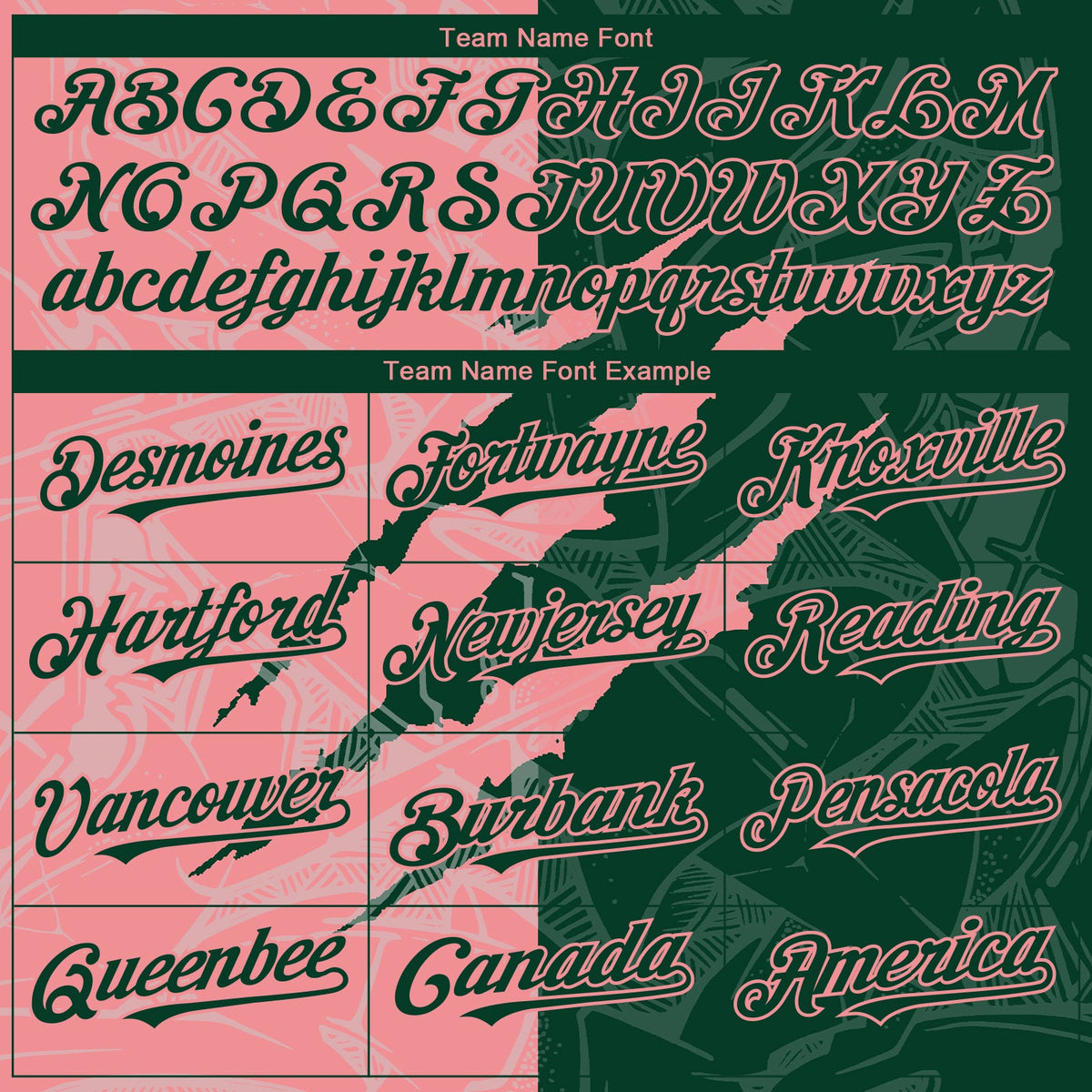 Custom Graffiti Pattern Green-Medium Pink 3D Scratch Authentic Baseball Jersey