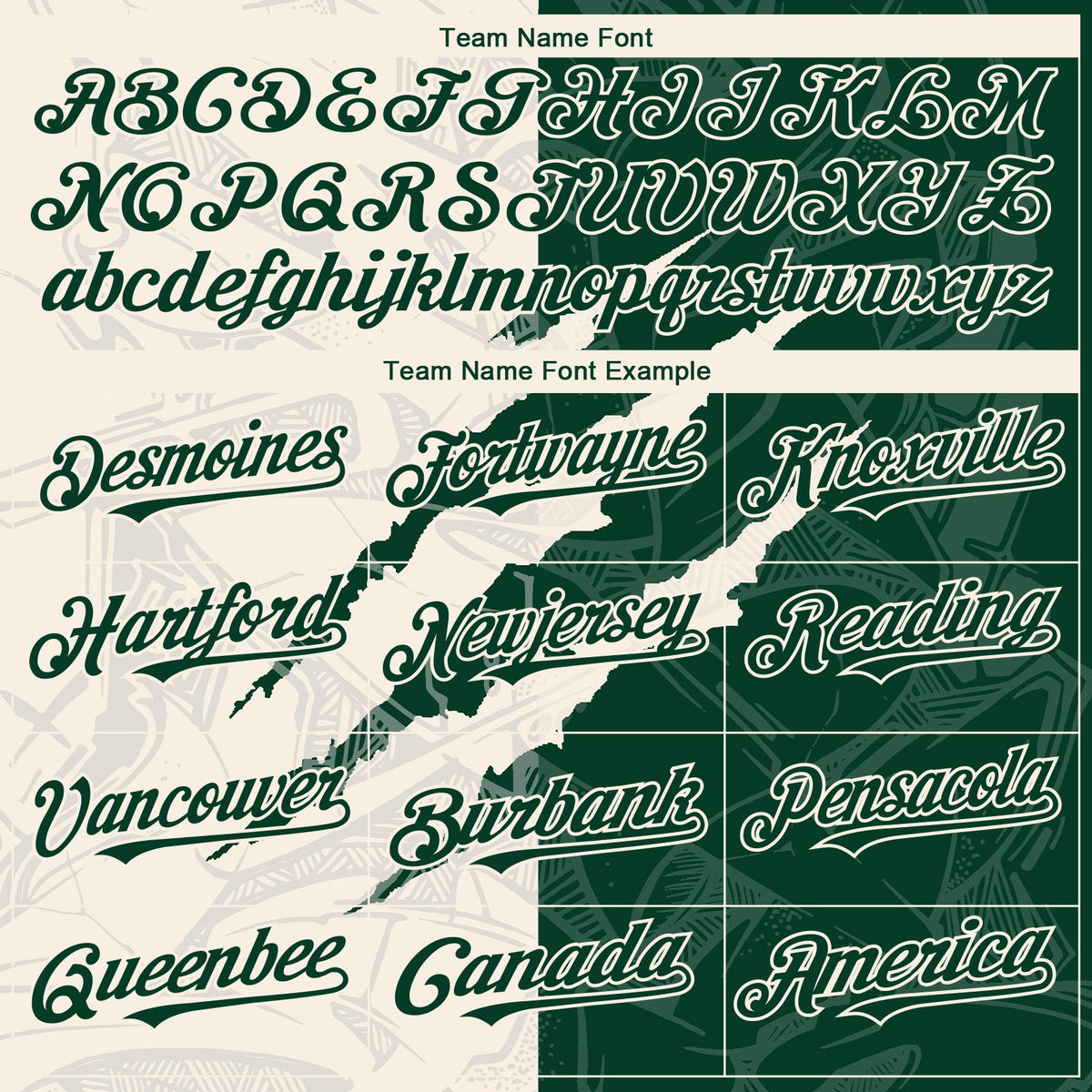 Custom Graffiti Pattern Green-Cream 3D Scratch Authentic Baseball Jersey