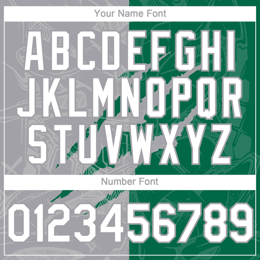 Custom Graffiti Pattern White Kelly Green-Gray 3D Scratch Authentic Baseball Jersey
