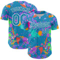 Custom Graffiti Pattern Panther Blue-White Authentic Baseball Jersey