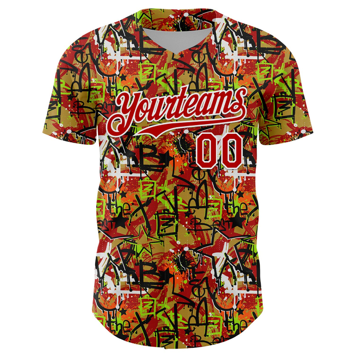 Custom Graffiti Pattern Red-White Splatter Authentic Baseball Jersey