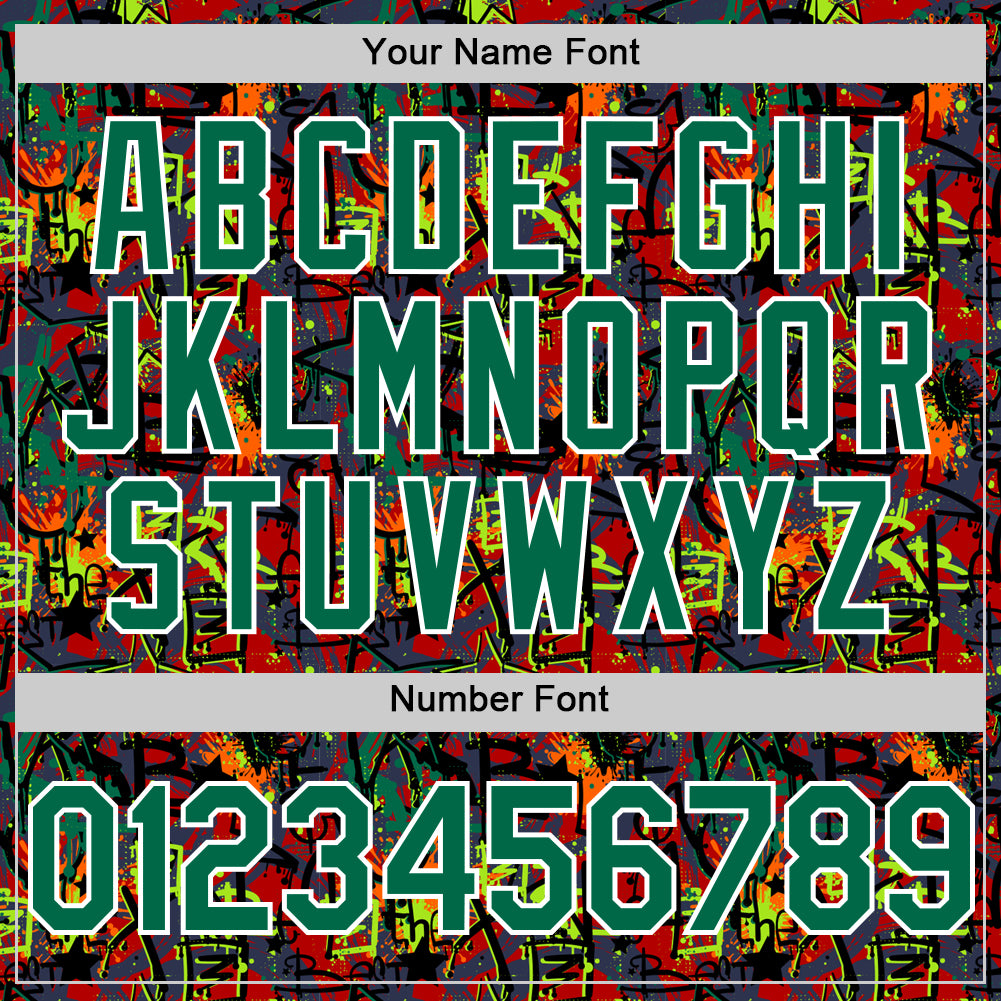Custom Graffiti Pattern Kelly Green-White Splatter Authentic Baseball Jersey