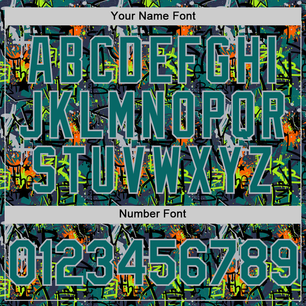 Custom Graffiti Pattern Teal-Gray Splatter Authentic Baseball Jersey