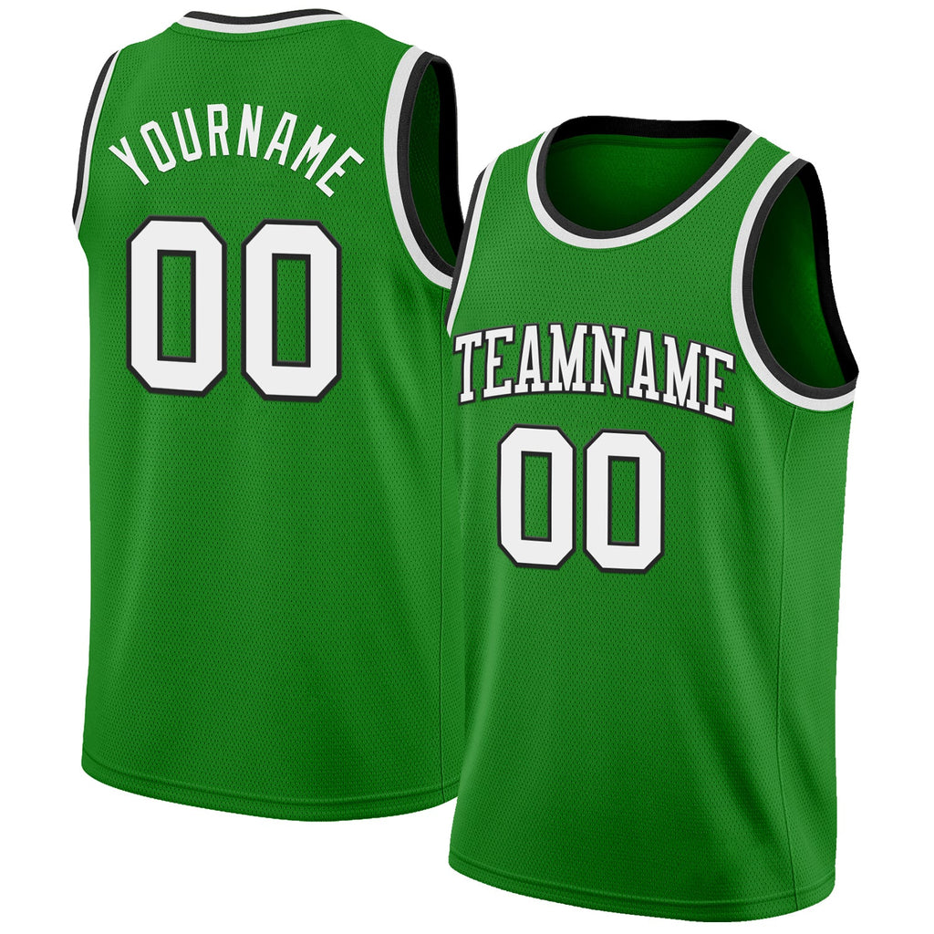 Custom Grass Green White-Black Authentic Basketball Jersey