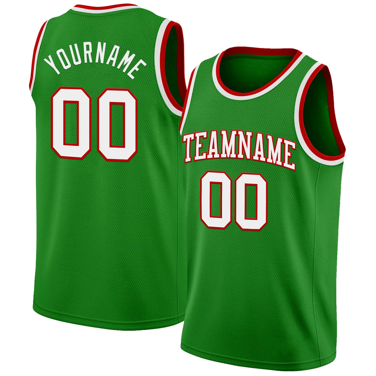 Custom Grass Green White-Red Authentic Basketball Jersey