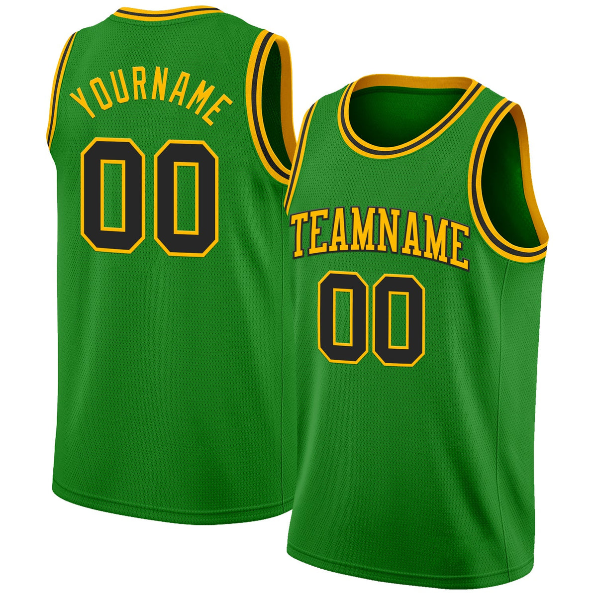 Custom Grass Green Black-Gold Authentic Basketball Jersey
