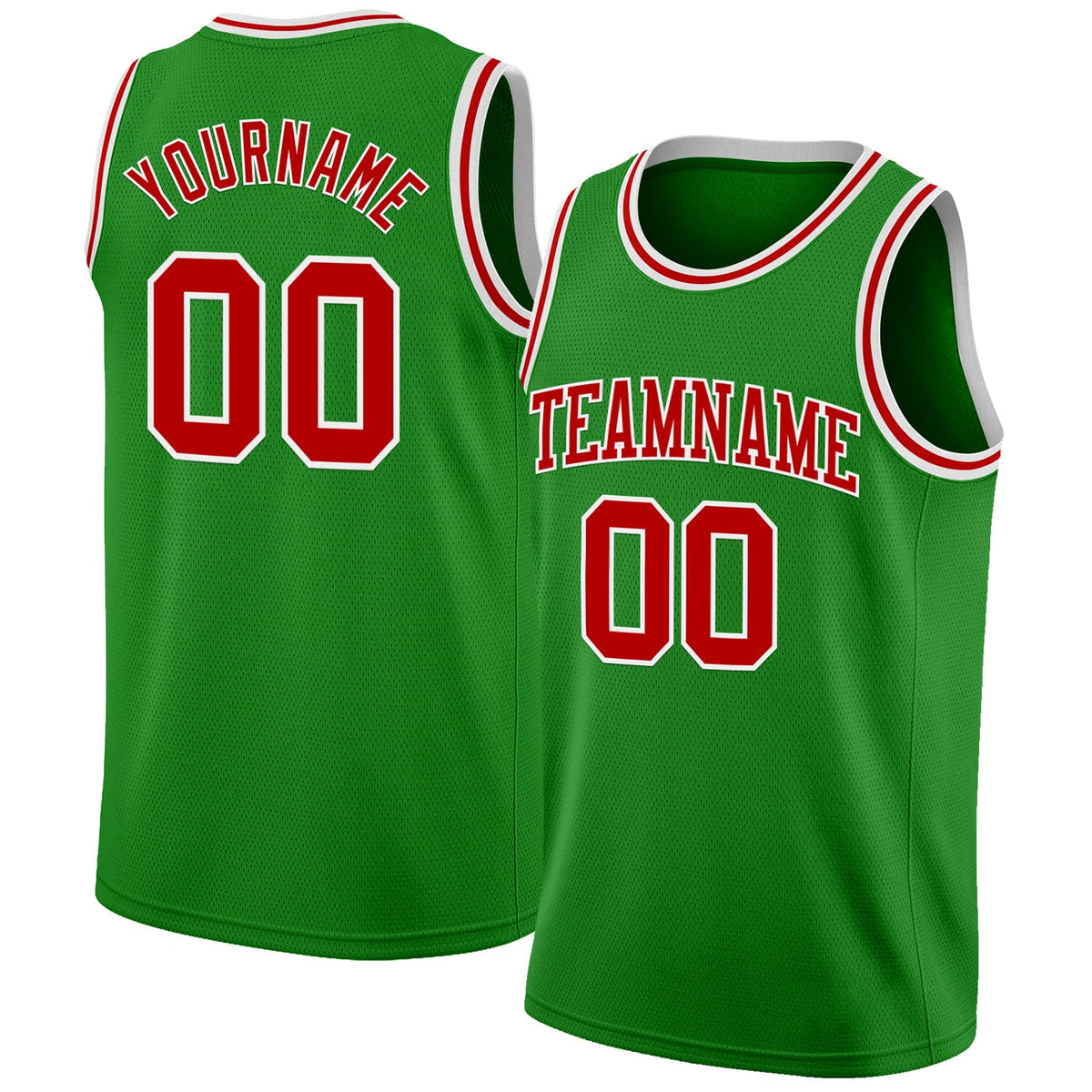 Custom Grass Green Red-White Authentic Basketball Jersey