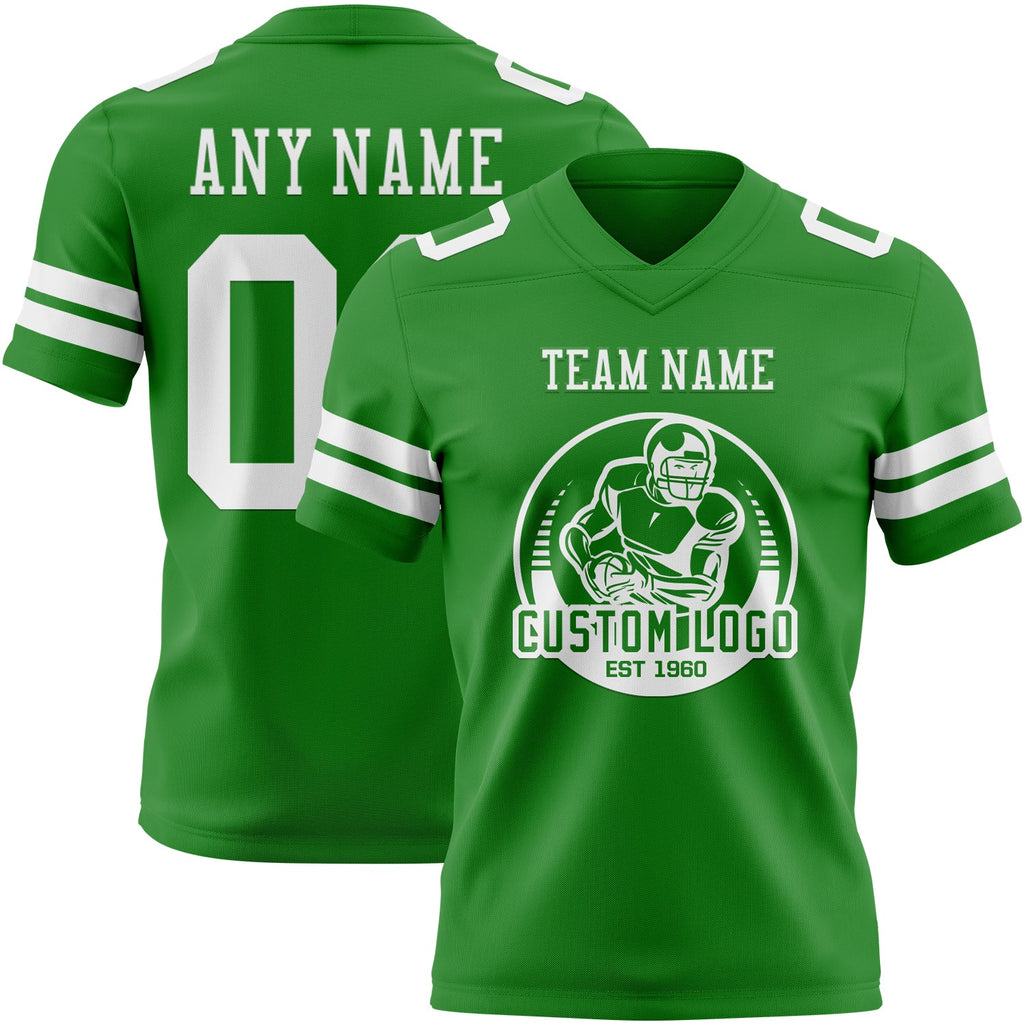Custom Grass Green White Authentic Football Jersey