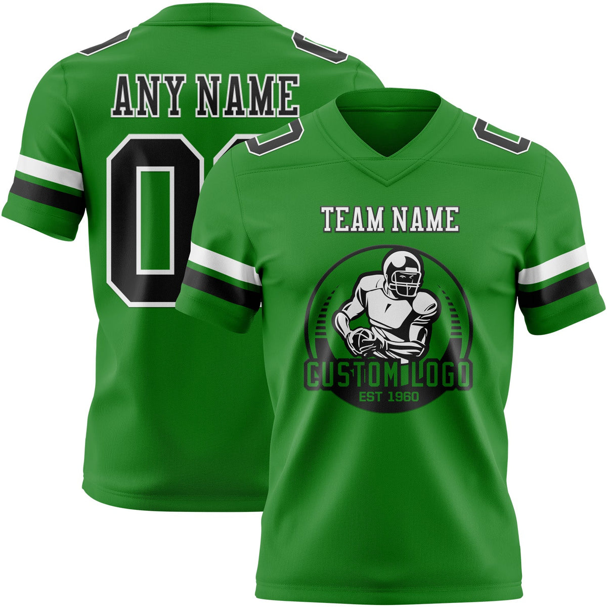 Custom Grass Green Black-White Authentic Football Jersey
