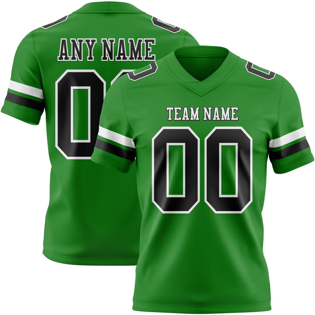 Custom Grass Green Black-White Authentic Football Jersey