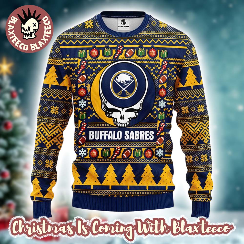 Grateful Dead X NHL Buffalo Sabres Stealie Logo Ugly Christmas Sweater