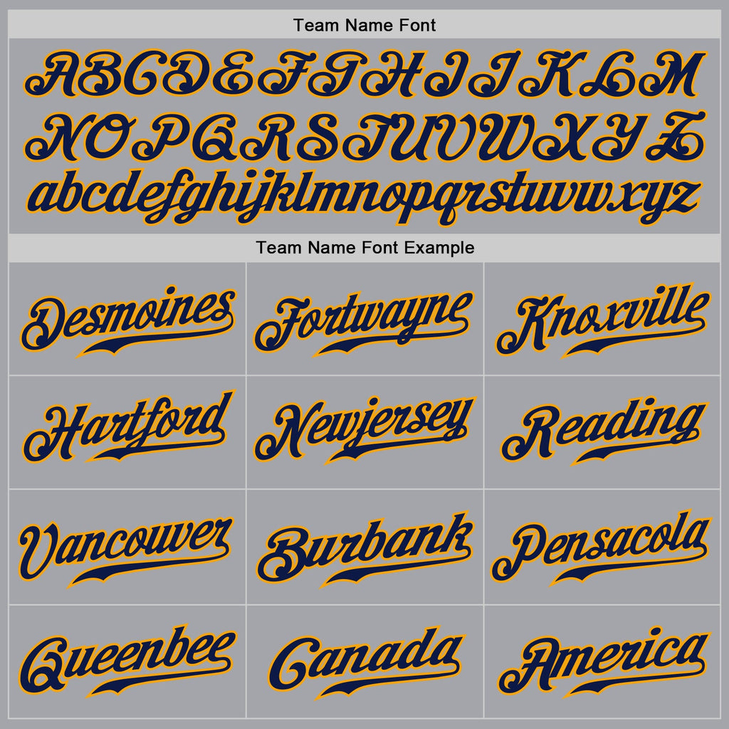 Custom Gray Navy Pinstripe Navy-Gold Authentic Baseball Jersey
