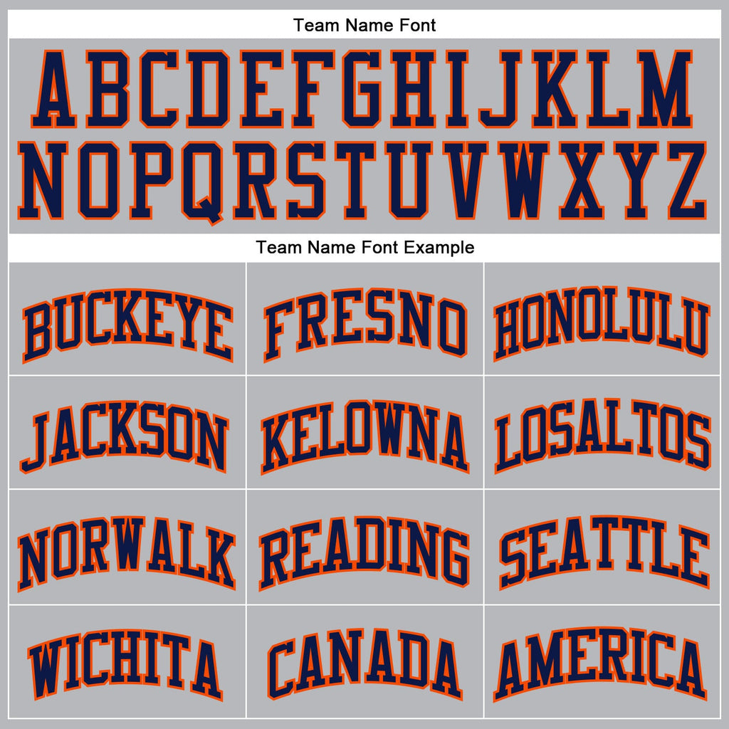 Custom Gray Navy Pinstripe Navy-Orange Authentic Basketball Jersey