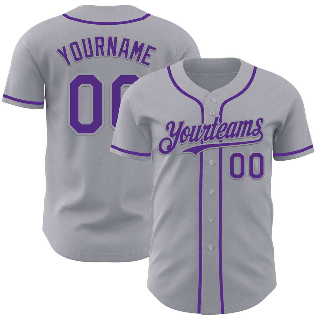 Custom Gray Purple Authentic Baseball Jersey