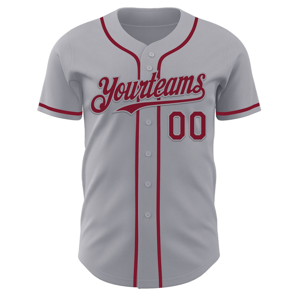 Custom Gray Crimson Authentic Baseball Jersey
