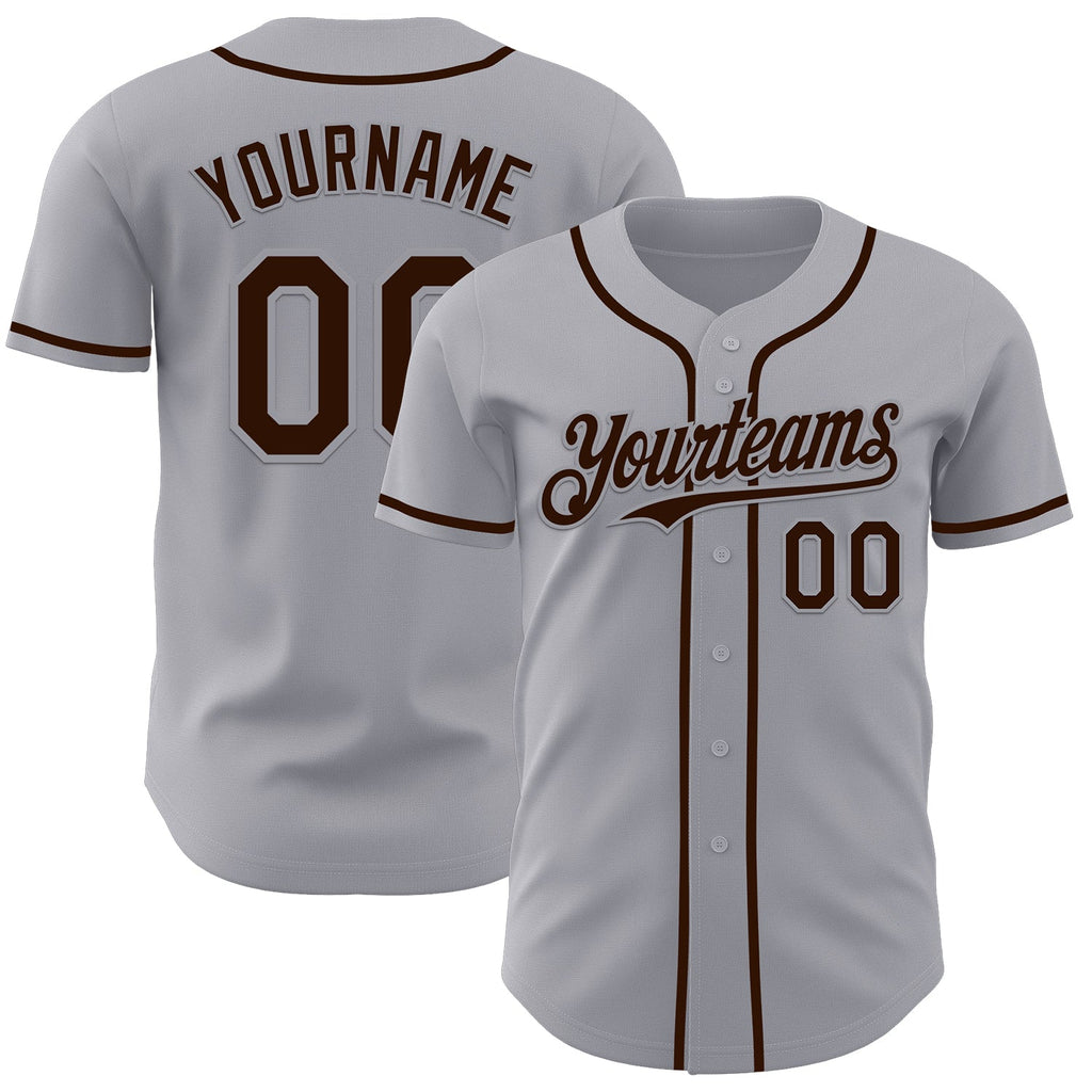 Custom Gray Brown Authentic Baseball Jersey