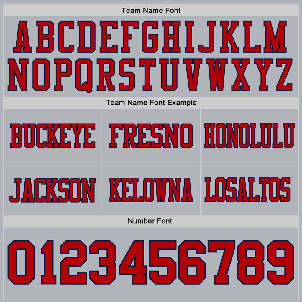 Custom Gray Red-Navy Authentic Football Jersey