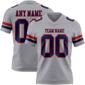 Custom Gray Navy-Red Authentic Football Jersey