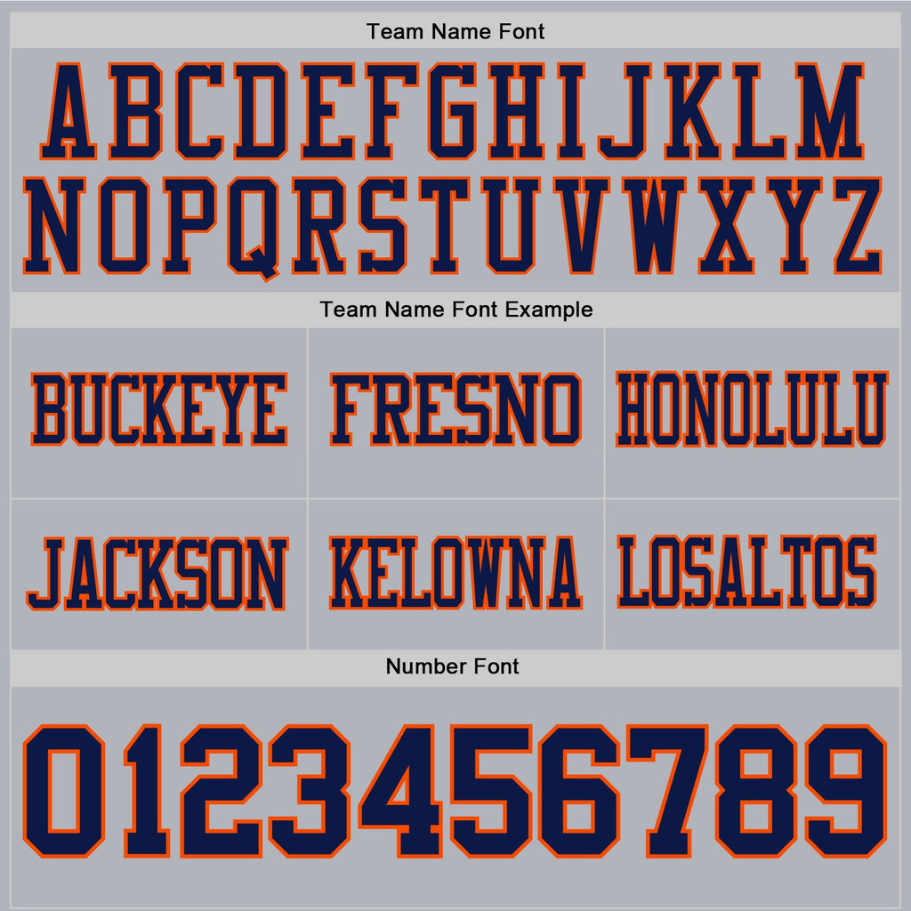 Custom Gray Navy-Orange Authentic Football Jersey