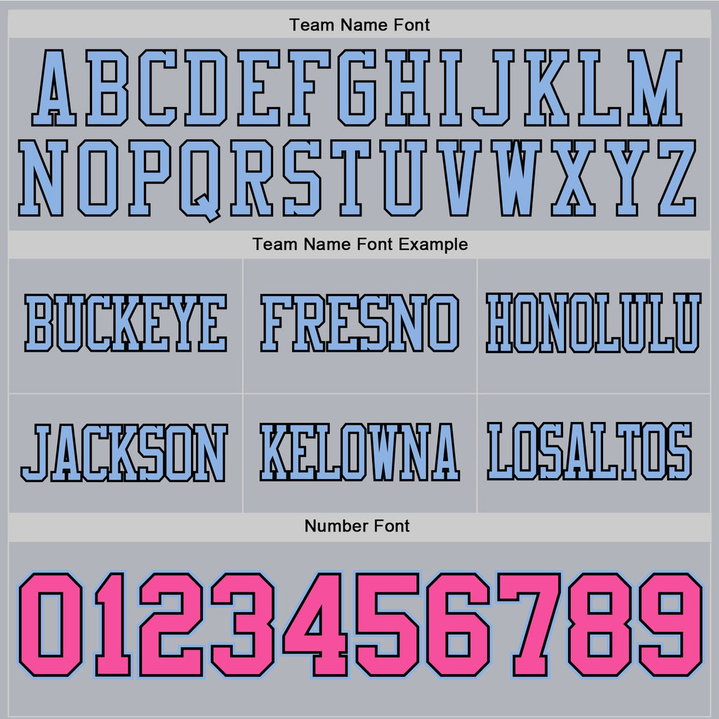 Custom Gray Pink Black-Light Blue Authentic Football Jersey